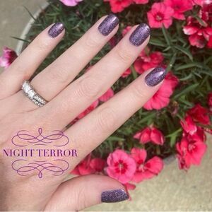 Color Street | Night Terror,  a dark holographic glitter plum nail strip set